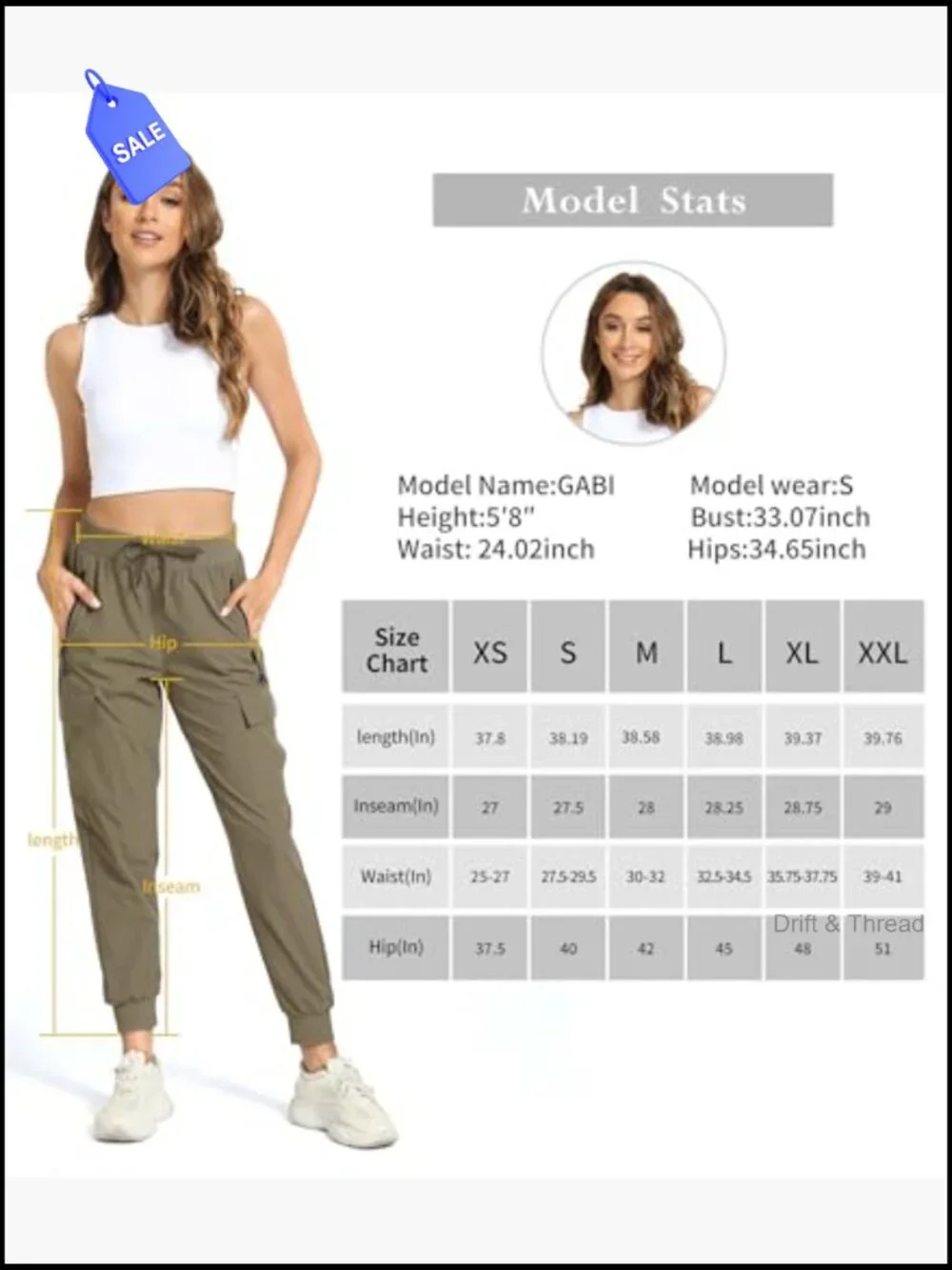 Women's Cargo Hiking Pants with Pockets - Lightweight Quick Dry Joggers